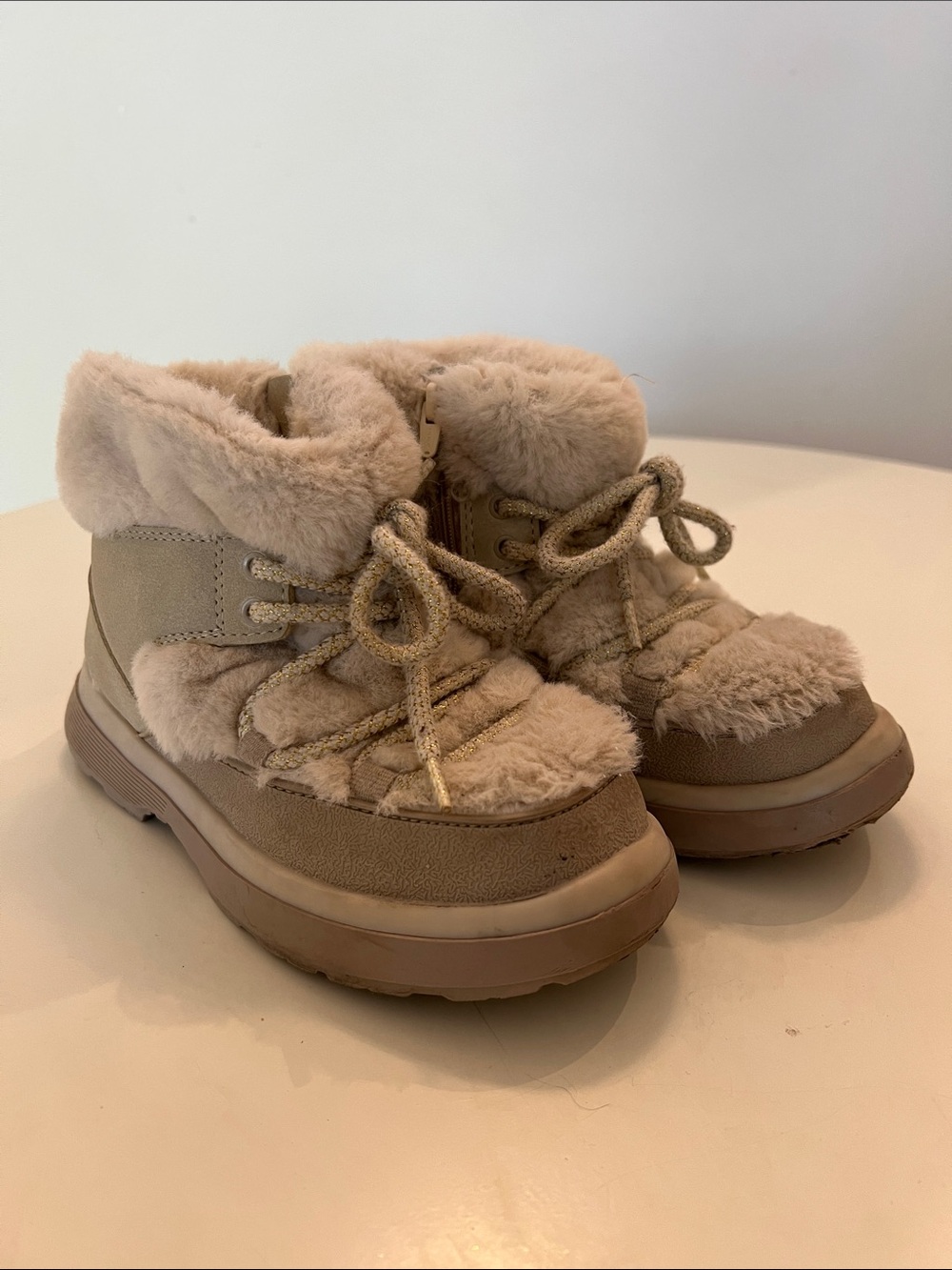 Cozy Faux-Fur Tan Kids' Winter Ankle Boots